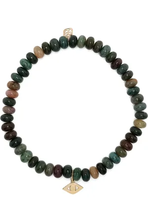 Sydney Evan 14kt yellow gold Evil Eye agate beaded bracelet