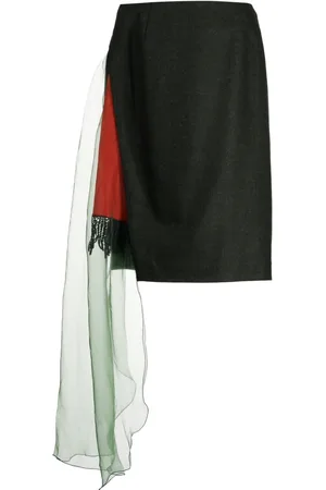 Kolor Draped-panel wool pencil skirt