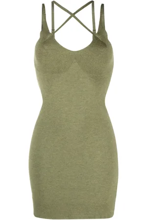 There Was One Crossover-strap knitted minidress