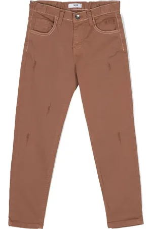 Msgm Distressed stretch-cotton trousers
