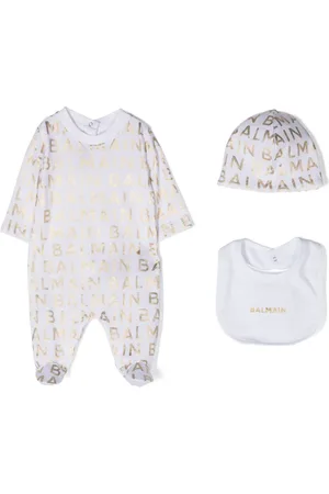 Balmain Logo-print cotton babygrow set