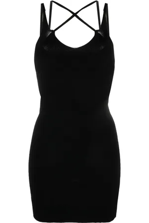 There Was One Crossover-strap knitted minidress