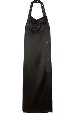 OFF-WHITE Belt-detail satin maxi dress