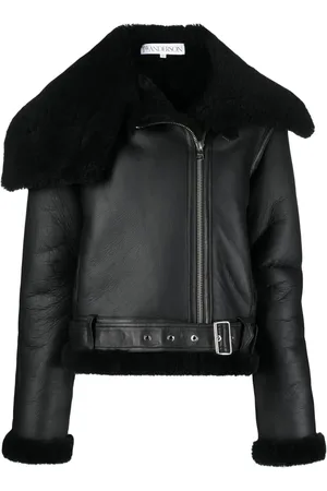 J.W.Anderson Shearling-trim leather biker jacket