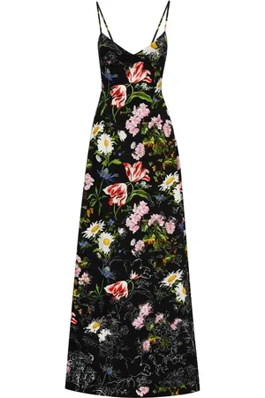 Oscar de la Renta Unfinished Floral cotton poplin maxi dress