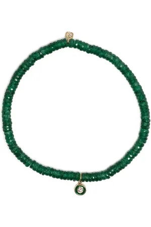Sydney Evan 14kt yellow gold aventurine beaded bracelet