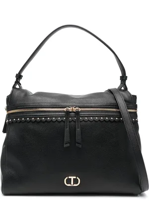 Twin-Set Logo plaque zipped two-way bag