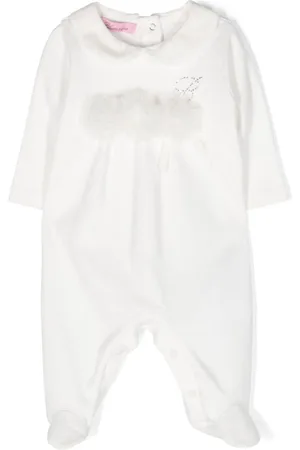 MISS BLUMARINE Floral-appliqué cotton pyjama