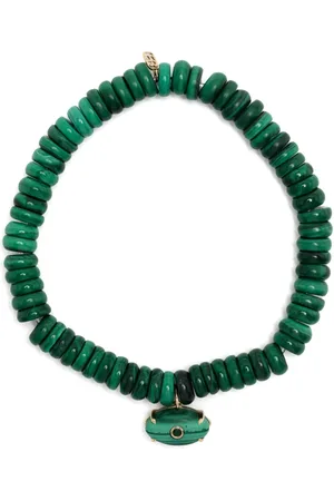 Sydney Evan 14kt yellow gold malachite beaded bracelet