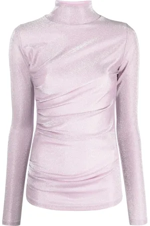 Msgm Glittery gathered high-neck T-shirt