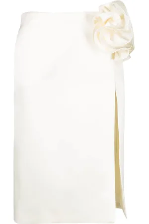 MAGDA BUTRYM Flower-appliqué midi skirt