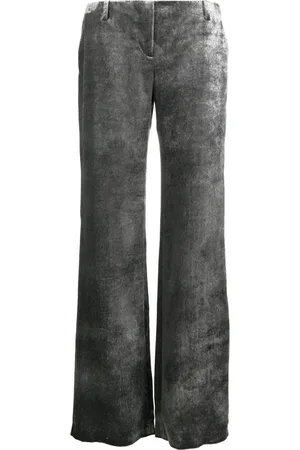 Alberta Ferretti Crushed-velvet low-rise trousers