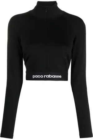 Paco rabanne Logo-underband half-zip crop top