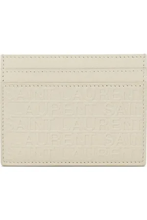 Saint Laurent Debossed Logo Cardholder in Beige