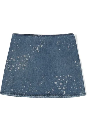 VERSACE Star-print denim miniskirt