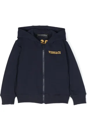 VERSACE Logo-embroidered zipped hoodie