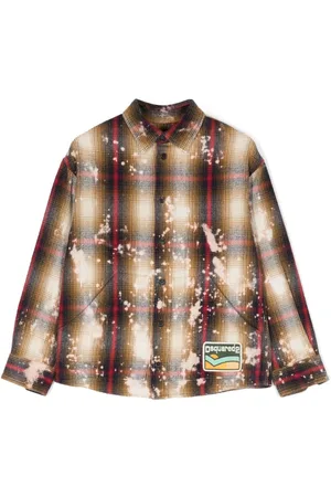 Dsquared2 Logo-patch bleached check shirt