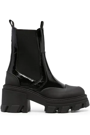 Ganni Logo-embossed panelled ankle boots