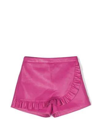 PHILOSOPHY DI LORENZO SERAFINI Ruffled-detail faux-leather shorts