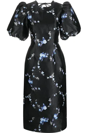 Ganni Floral-jacquard midi dress