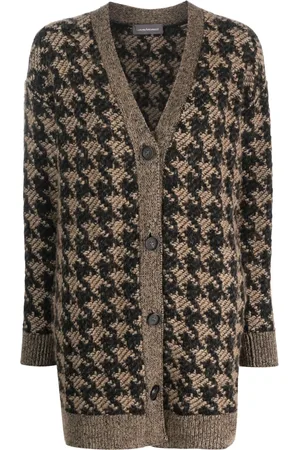 LORENA ANTONIAZZI Houndstooth-pattern knitted cardigan