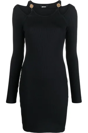 Roberto Cavalli Ribbed-knit cut-out minidress