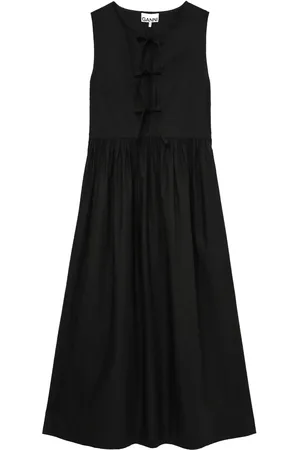 Ganni Bow-detail cotton midi dress