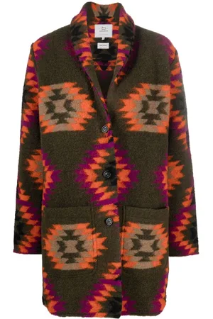 Woolrich Geometric-print single-breasted coat