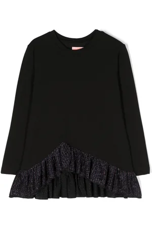 Shop Glitter Embellished T-shirt with Ruffle Detail Online
