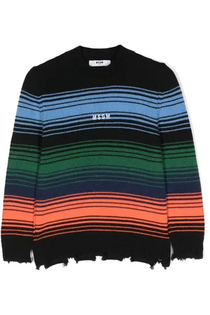 Msgm Logo-embroidered raw-cut edge jumper