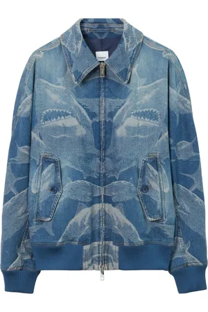 Burberry Shark-print denim bomber jacket