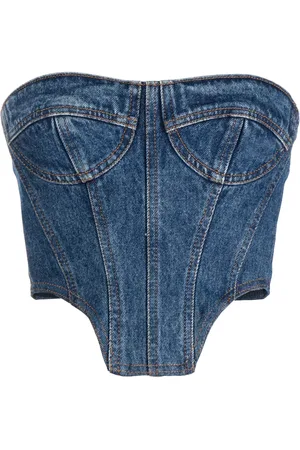 DAVID KOMA Denim bustier crop top