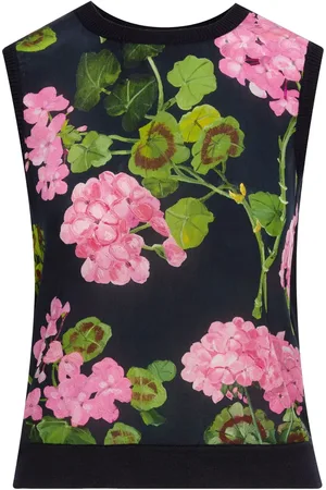 Oscar de la Renta Geranium-print tank top