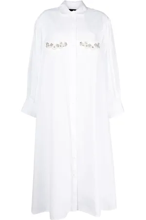 Simone Rocha Crystal-embellished cotton shirtdress