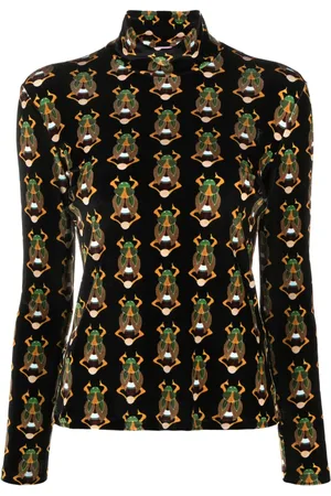 La DoubleJ Scarab-motif velvet T-shirt