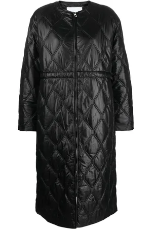 Ganni Diamond-quilted zip-up raincoat