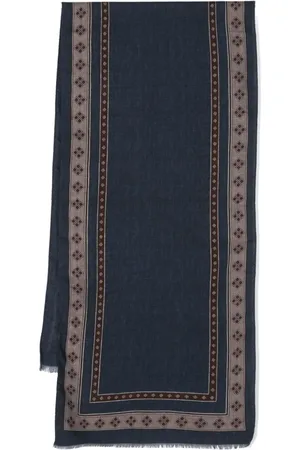 Kiton Geometric-print wool scarf