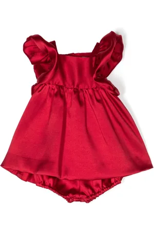HUCKLEBONES LONDON Flutter-sleeve satin dress