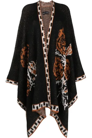 Barbara Bologna Patterned-intarsia open-front cape