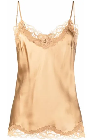 Gold Hawk Lace-trim silk vest