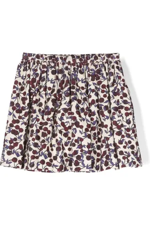 BONPOINT Cherry-print corduroy pleated skirt