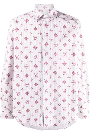 ARIES Monogram-pattern striped cotton shirt