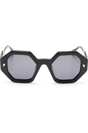 Nanushka Hexagonal-frame logo-plaque sunglasses
