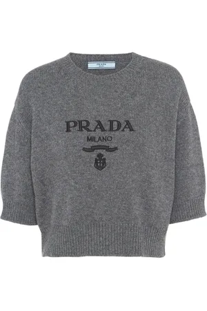 Prada Logo-intarsia cropped wool jumper