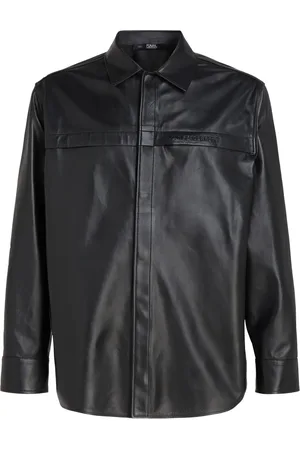 Karl Lagerfeld Leather pocket button-up shirt