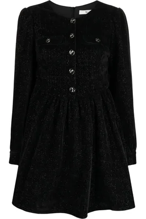 B+AB Metallic-threading long-sleeve dress