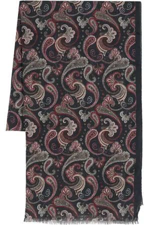 Kiton Paisley-print frayed-trim scarf