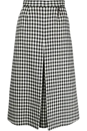 Roberto Cavalli High-waisted gingham-check skirt