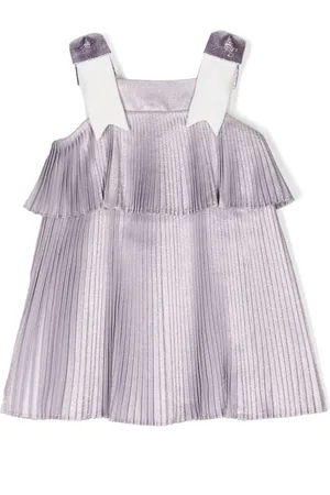 HUCKLEBONES LONDON Bow-detail pleated tiered dress