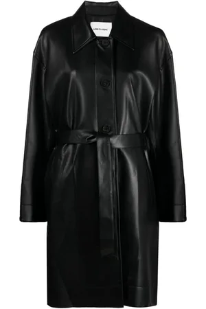 Low Classic Belted faux-leather trenchcoat